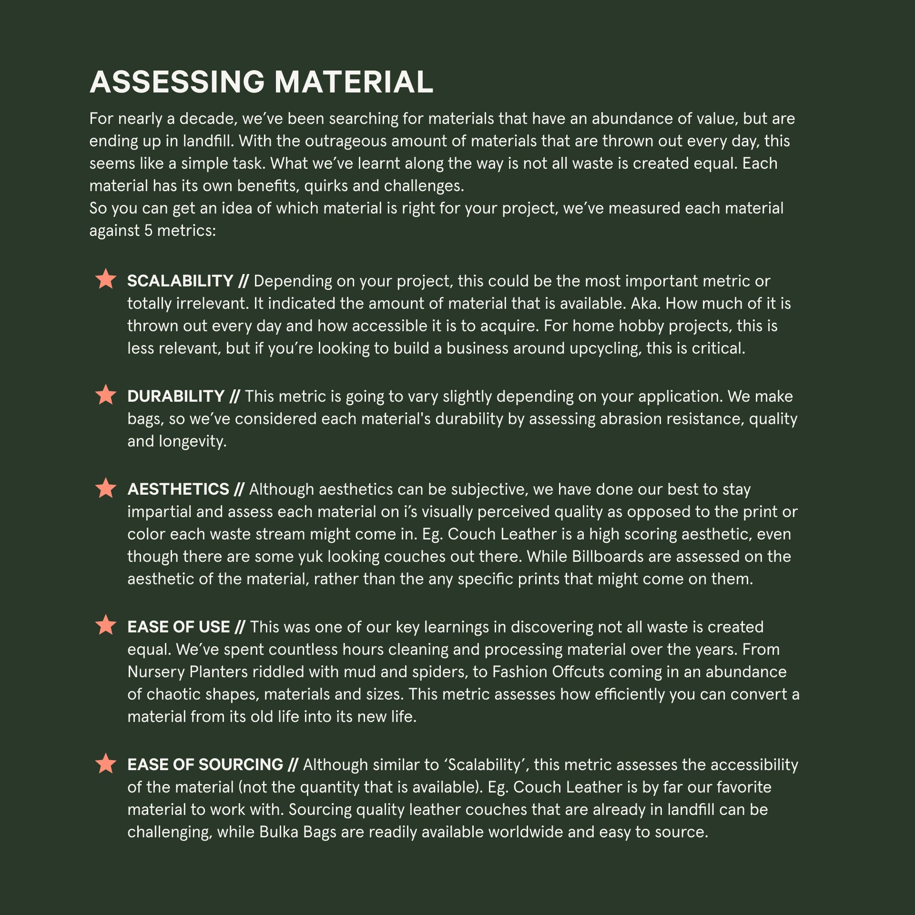 Waste Materials // CHEAT SHEET